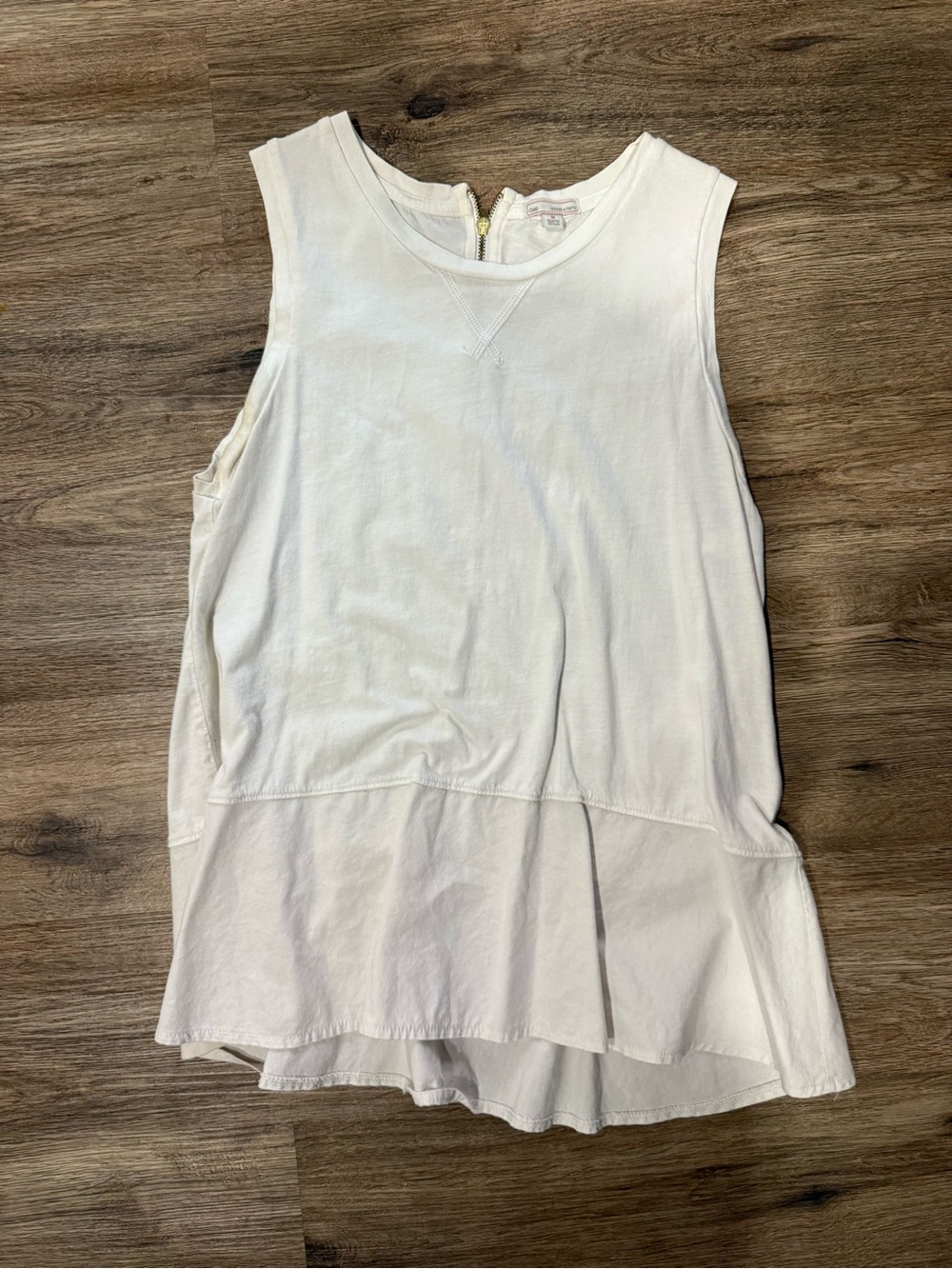 GAP White Sleeveless Ruffle-Hem Tank